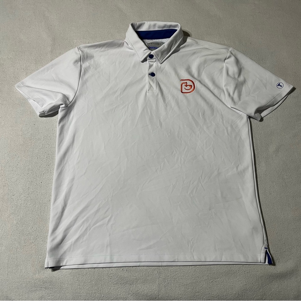 🟡 Twillory Polo Shirt Mens XL White Solid‎ Performance Athleisure Logo